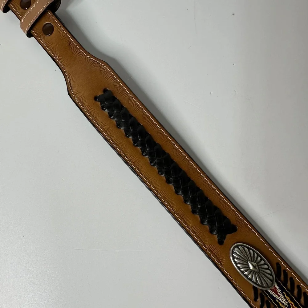 Canterbury Western Belt Medallion Braided Embroidered Boho Cowboy NEW Sz 36